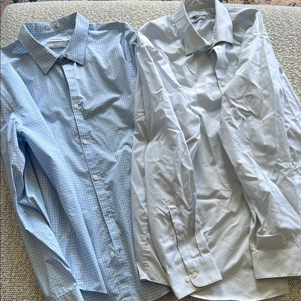 Men's Blue and Gray Checkered Shirt Set